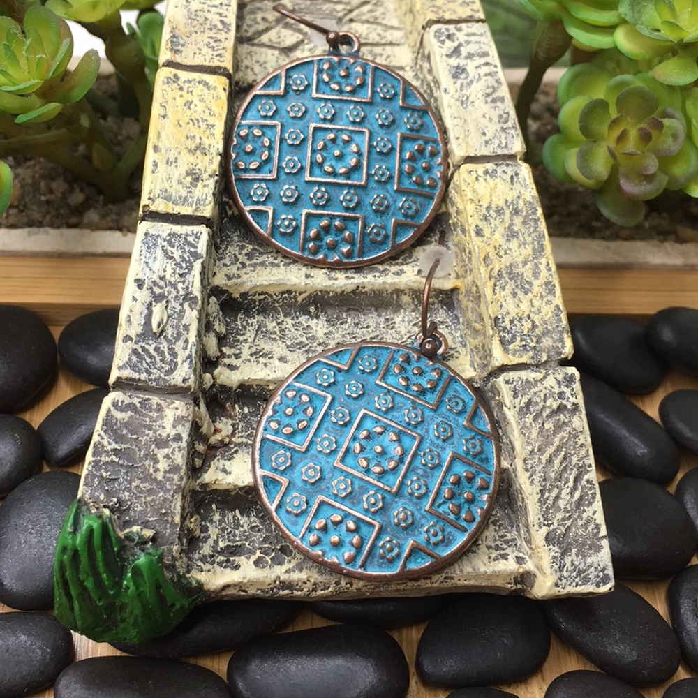 Patina Round Earrings - Picture 9 of 9